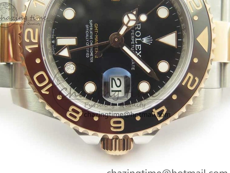 AAA Replica Watches Best Black Resilient BP RG GMT-Master RG Bezel Brown Black II on 126711CHNR SS Bracelet 3365 Dial Edition Ceramic SS 0118